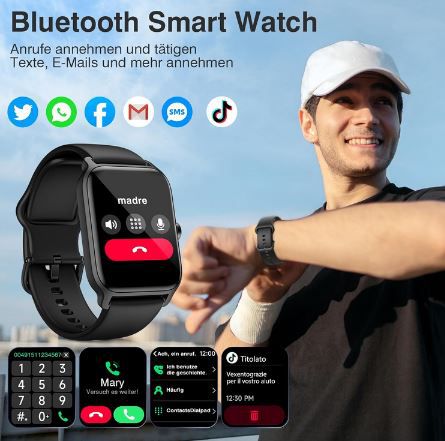 Quican 1,8 Bluetooth Smart Watch mit Telefonfunktion für 22,99€ (statt 80€)