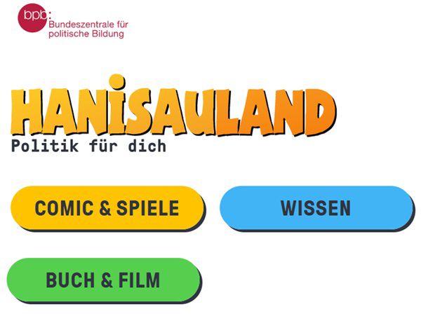 Mit Hanisauland u.a. Comics, Filme und Spiele gratis anschauen und mitmachen