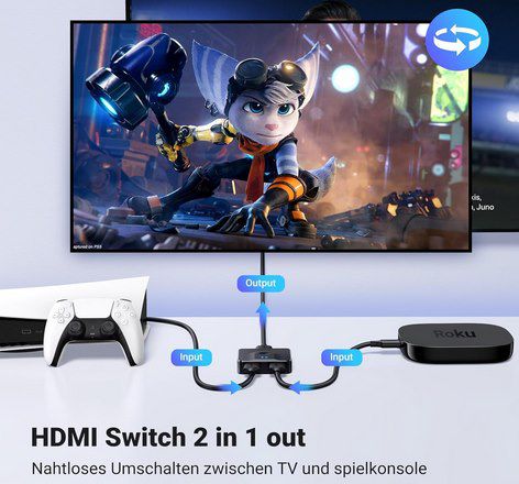 UGREEN 2in1 HDMI 2.0 Switch 4K@60Hz für 6,39€ (statt 8€)