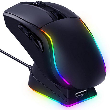 RisoPhy Kabellose Gaming Maus mit RGB Ladestation für 24,99€ (statt 50€)