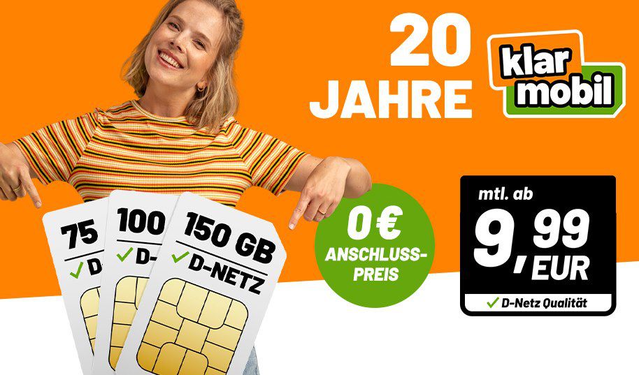 🎉 Vodafone Tarife von klarmobil mit 75, 100 oder 150GB Allnet ab 9,99€ + 0€ AG