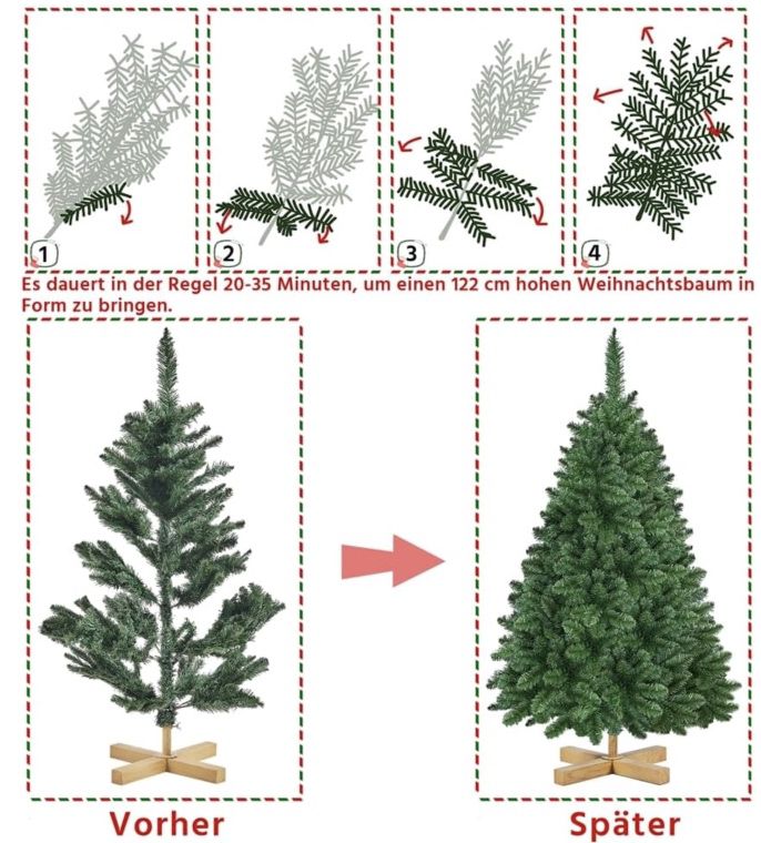 Yaheetech künstlicher Weihnachtsbaum z.B. 122cm für 24,74€ (statt 33€)