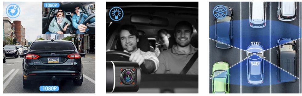 ABASK J05 1080p Dual Dashcam mit 170° Weitwinkel für 31,99€ (statt 64€)