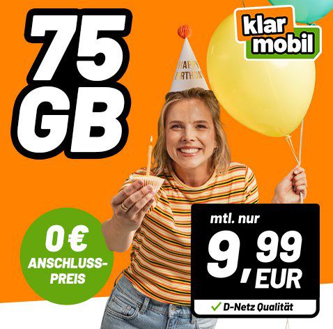 🎉 Vodafone Tarife von klarmobil mit 75, 100 oder 150GB Allnet ab 9,99€ + 0€ AG