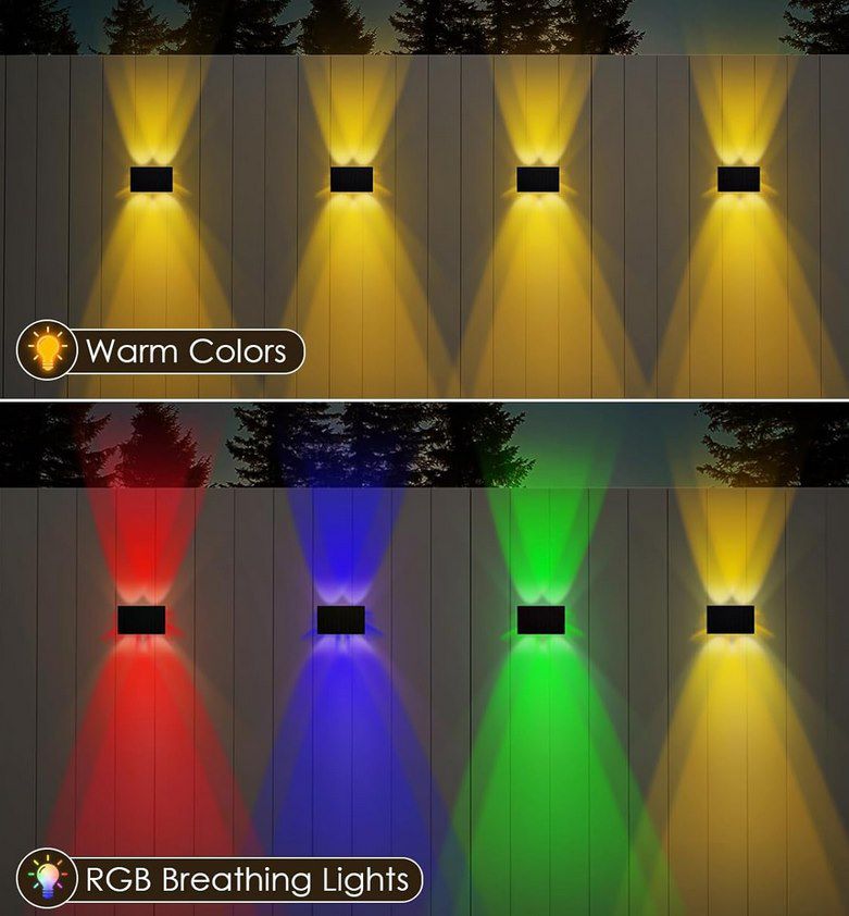 6x IRARA Solar RGB LED Wandleuchten für 38,49€ (statt 70€)