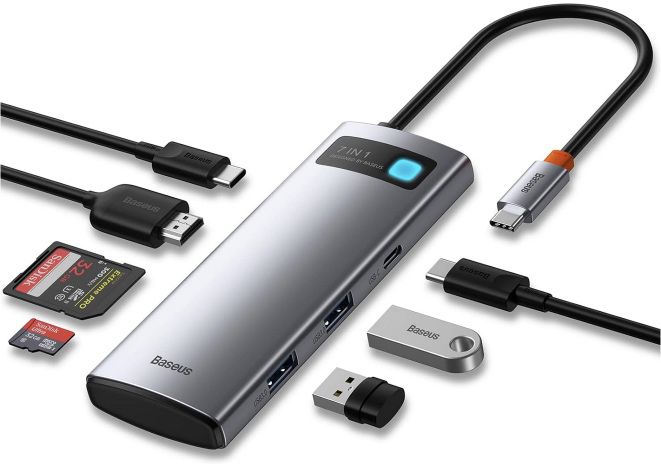 Baseus USB C Hub 7in1 Docking Station mit 4K HDMI & 100W PD für 27,59€ (statt 36€)