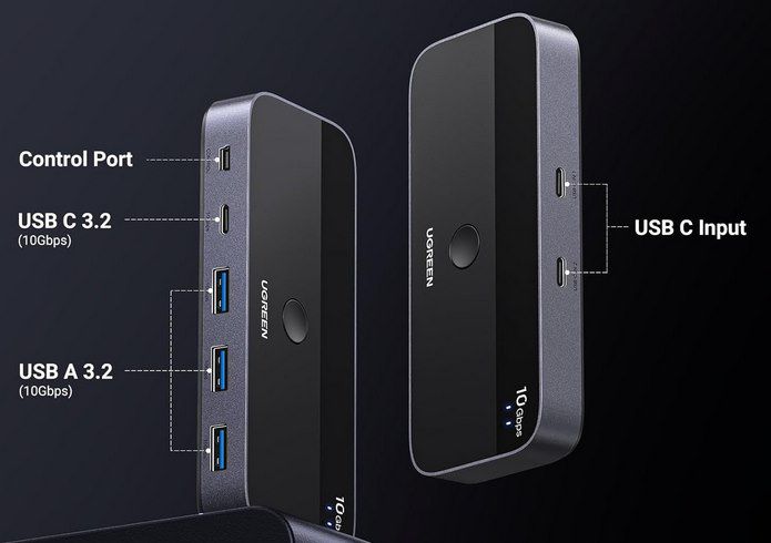 UGREEN USB Switch für 2 PCs mit 10Gbps USB 3.2 für 55,99€ (statt 70€)