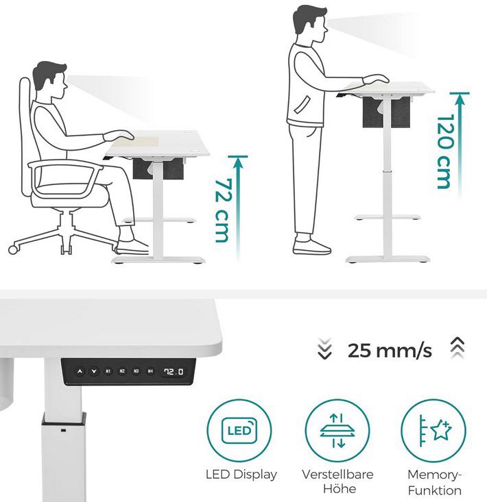 Songmics LSD016 Höhenverstellbarer Schreibtisch (60x140) für 135,99€ (statt 200€)