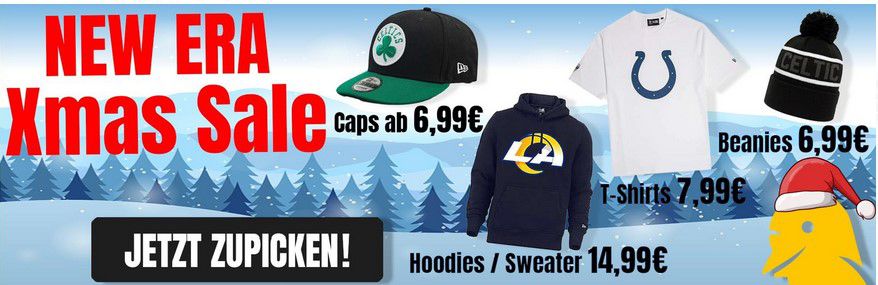 New Era X mas Sale: Shirts ab 7,99€ Hodies ab 14,99€