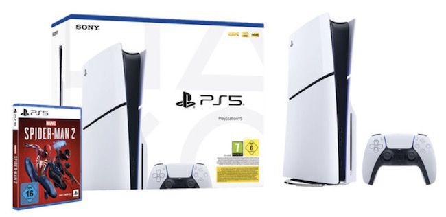 Sony PlayStation 5 Slim Version Disc inkl. Spiderman 2 für 569€ (statt 609€)