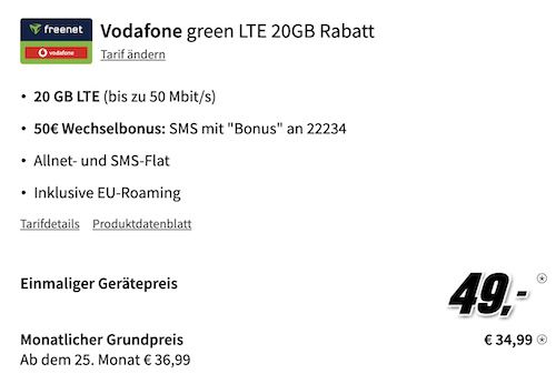 Samsung Galaxy S23+ (256B) für 49€ + Vodafone Allnet 20GB nur 34,99€ mtl. + 50€ Bonus