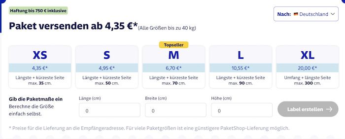 📦 30% Rabatt auf GLS Pakete   z.B. Paket M für nur 4,69€