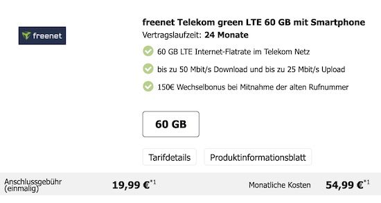 Apple iPhone 15 Pro Max für 309€ +  Telekom Allnet 60GB 54,99€ mtl. + 150€ Bonus