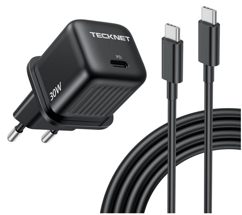 TECKNET 30W Schnellladegerät USB C + 2M Ladekabel für 9,99€ (statt 16€)
