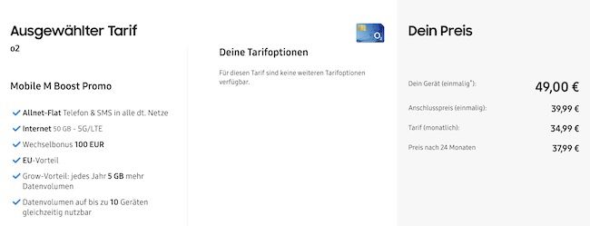 Samsung Galaxy Z Flip5 für 49€ + o2 Allnet 50GB für 34,99€ mtl. + 100€ Bonus