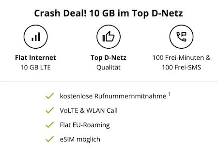 🔥 Vodafone 100 Min/SMS von Crash mit 10GB für nur 5,99€ mtl.