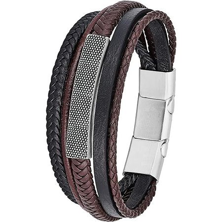 s.Oliver Leder Armband mit Edelstahl Applikationen für 29,70€ (statt 40€)