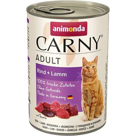 6 x 400g animonda Carny Adult Katzenfutter, Rind + Lamm für 8,59€ (statt 13€)