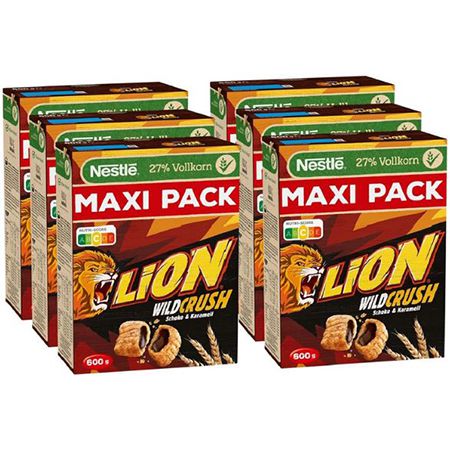 6x Nestlé Lion WildCrush Cerealien je 600g ab 24,69€ (statt 33€)