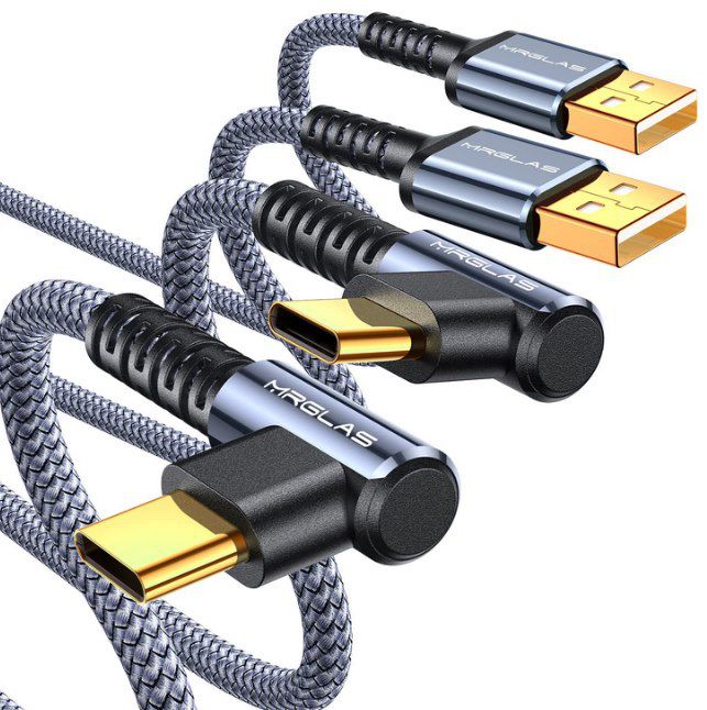 2x 2m USB zu USB C Kabel 3.2A Schnellladung mit Winkelstecker für 5,99€ (statt 10€)