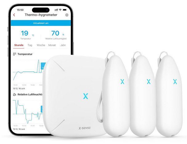 X Sense WLAN Hygrometer mit 3 Sensoren & App Anbindung für 37,79€ (statt 60€)