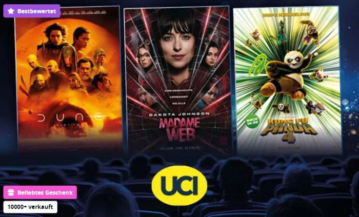 10 UCI Kino Tickets für alle 2D Filme für 69€   auch 2 für 14,90€ oder 5 für 36€