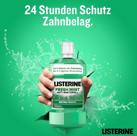 Listerine Fresh Mint, antibakterielle Mundspülung, 500ml ab 2,62€ (statt 4€)