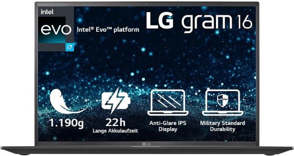 LG gram (2023) 16 Zoll Ultralight Notebook mit 22h Akkulaufzeit für 849€ (statt 990€)
