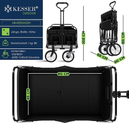 Kesser Faltbarer Bollerwagen inkl. 2 Netztaschen für 49,80€ (statt 68€)