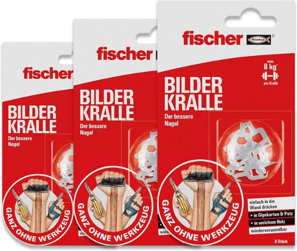 24er Pack fischer Bilderhaken ohne Bohren für 11,99€ (statt 15€)