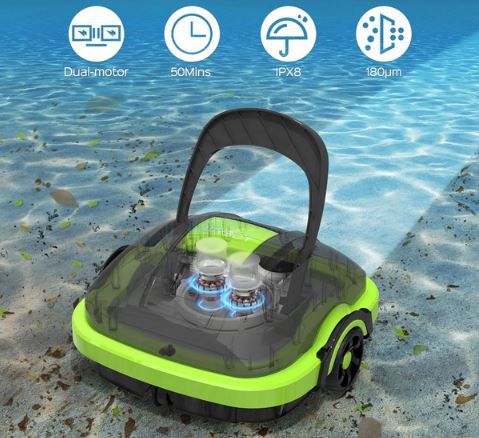 WYBOT Kabelloser Poolroboter mit Dual Motor bis 50m² für 163,59€ (statt 230€)