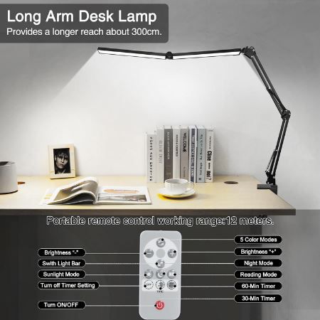 SAVSOO LED Schreibtischlampe mit flexiblem Doppelkopf für 27,99€ (statt 56€)