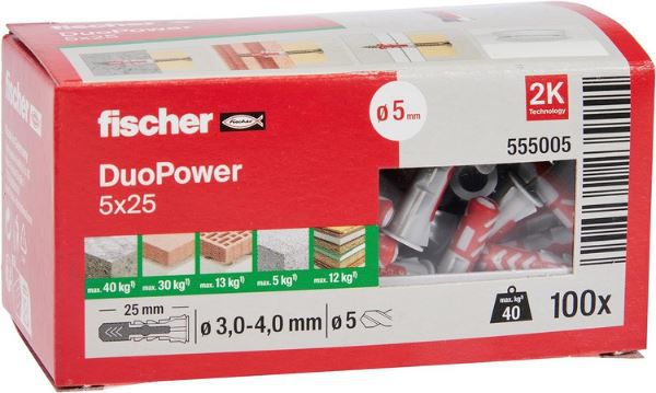 100er Pack fischer Duopower 5 x 25 Universaldübel für 3,68€ (statt 6€)