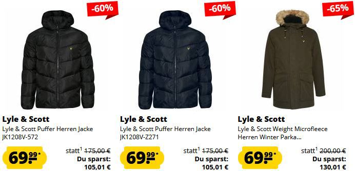 SportSpar: Lyle & Scott Sale ab 12,99€   z.B. Puffer Jacke für 64,99€ (statt 85€)