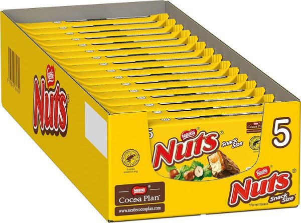 16er Pack Nestlé Nuts Schokoriegel mit Karamell, à 5x30g ab 22,79€ (statt 37€)