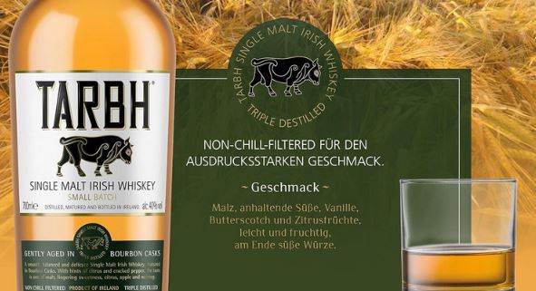 TARBH Single Malt Irish Whiskey, 3 fach destilliert, 0,7L für 30,65€ (statt 40€)