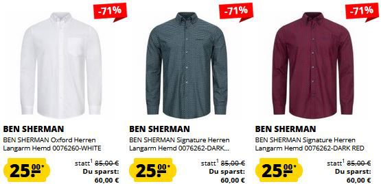 Ben Sherman Langarm Hemden für 25€ zzgl. Versand (statt 33€)