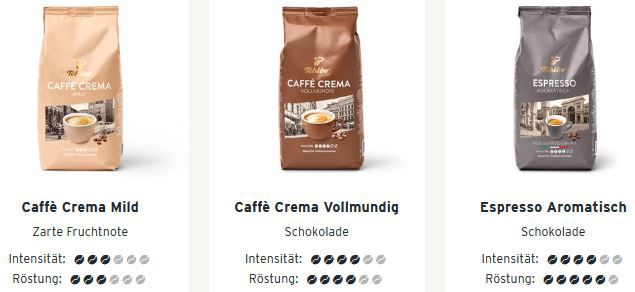 Tchibo: 15% Rabatt auf fast alles   Auch Kaffee!   z.B. 6x1Kg Crema für 72,62€ (statt 90€)