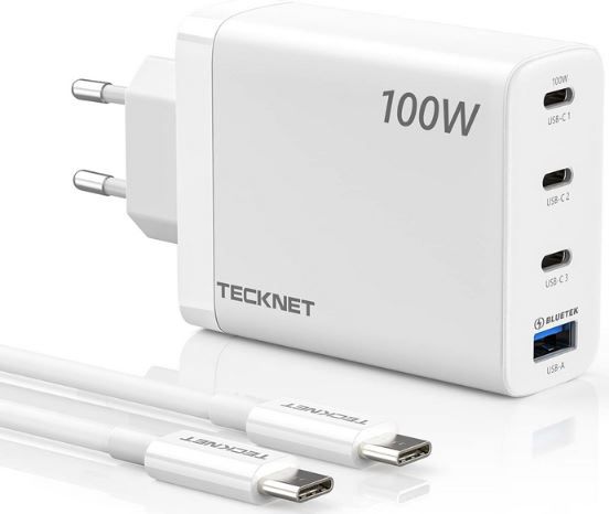 Tecknet USB C & USB A 4 Port Ladegerät mit 100W für 25,59€ (statt 46€)