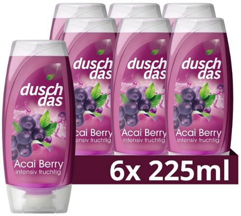 6er Pack Duschdas Acai Berry Duschgel, je 225 ml ab 5,64€ (statt 9€)
