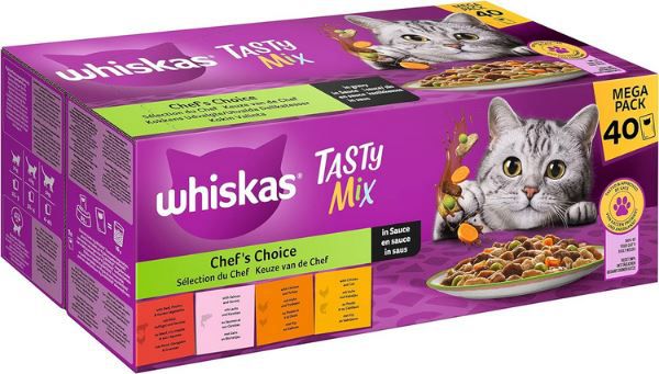 40er Pack Whiskas 1+ Katzenfutter Tasty Mix Chef´s Choice ab 10.30€ (statt 17€)