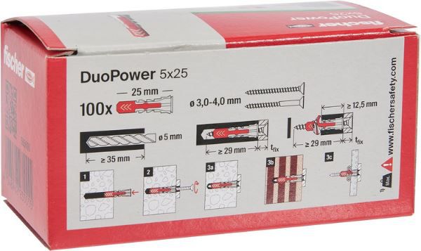 100er Pack fischer Duopower 5 x 25 Universaldübel für 3,68€ (statt 6€)
