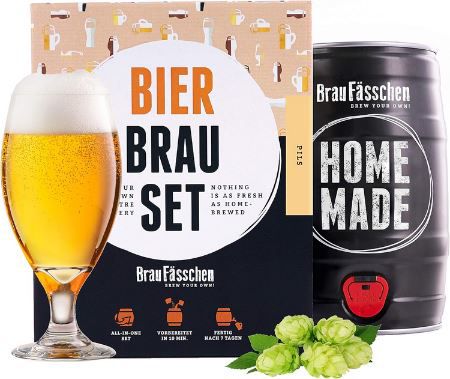 Braufässchen Pils Bierbrauset im 5 liter Fass, Geschenkidee für 34,90€ (statt 58€)