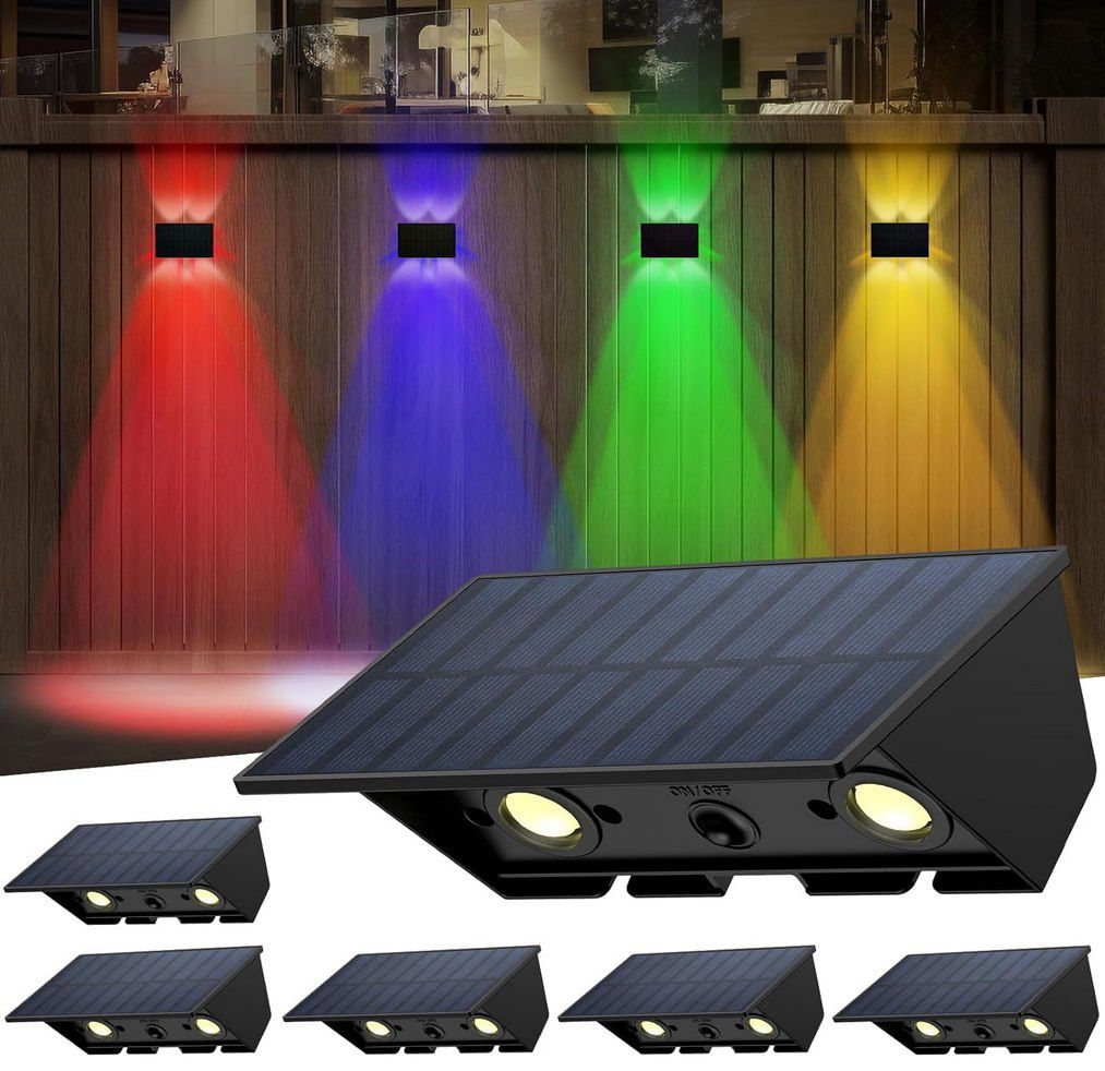 6x IRARA Solar RGB LED Wandleuchten für 32,39€ (statt 54€)