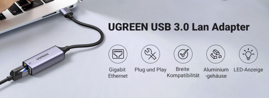 UGREEN USB Gigabit Ethernet Adapter für 11,89€ (statt 18€)