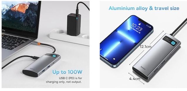 Baseus USB C Hub 7in1 Docking Station mit 4K HDMI & 100W PD für 27,59€ (statt 36€)