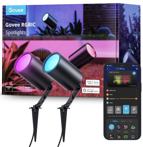 2x Govee Outdoor LED RGBIC Außenstrahler für 37,99€ (statt 66€)