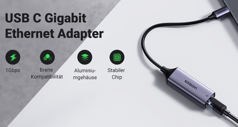 UGREEN USB C Gigabit Ethernet Adapter für 15,99€ (statt 20€)