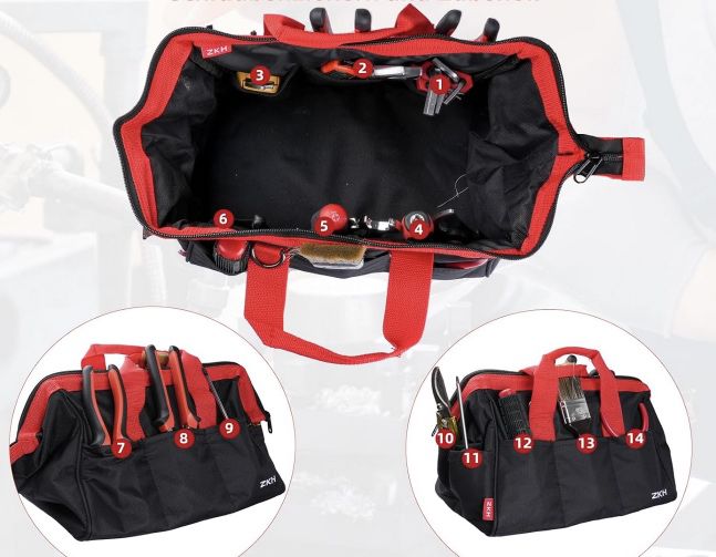 ZKH kleine Werkzeugtasche mit 14 Taschen für 13,49€ (statt 27€)