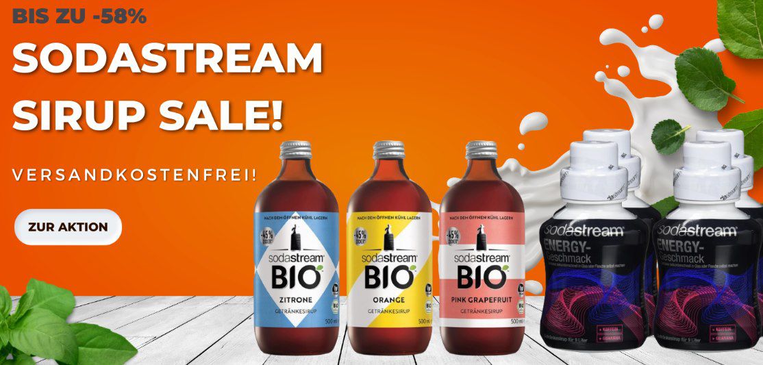 6x Sodastream Sirup z.B. Bio Sirup Orange (500ml) für 14,99€ (statt 30€)   kurzes MHD